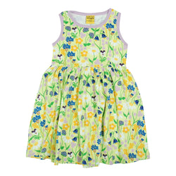 DUNS Sweden High Summer 2021 Midsummer Flowers Sharp Green Sleeveless Dress w Gather Skirt sale