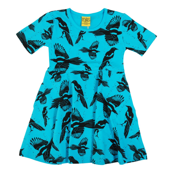DUNS Sweden High Summer 2021 Pica Pica Blue Atoll Short Sleeve Skater Dress sale