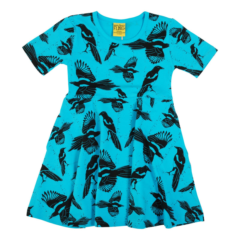 DUNS Sweden High Summer 2021 Pica Pica Blue Atoll Short Sleeve Skater Dress sale
