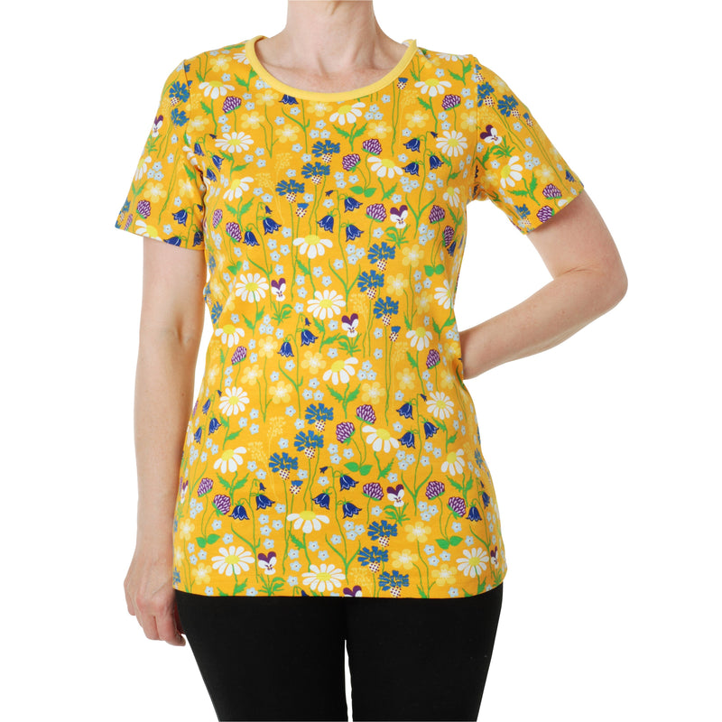 DUNS Sweden  High Summer 2021 Midsummer Flowers - Adult Yellow Short Sleeve Top