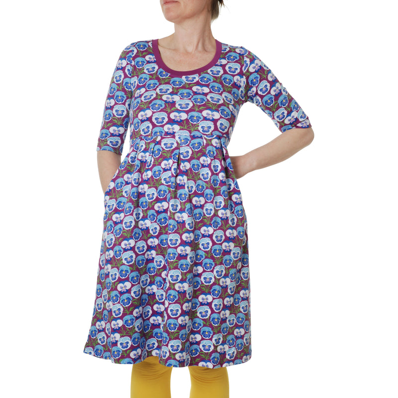 DUNS Sweden Spring Pansy Hyacinth Violet Adult Dress w scooped neckline sale