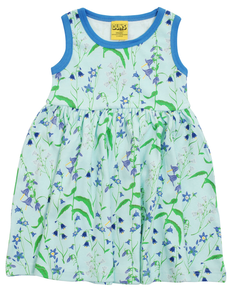 DUNS Sweden Spring Daisies and Strawberries Blue Radiance Sleeveless Gather Dress