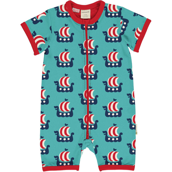 Maxomorra Spring Rompersuit SS VIKING SHIP Sale